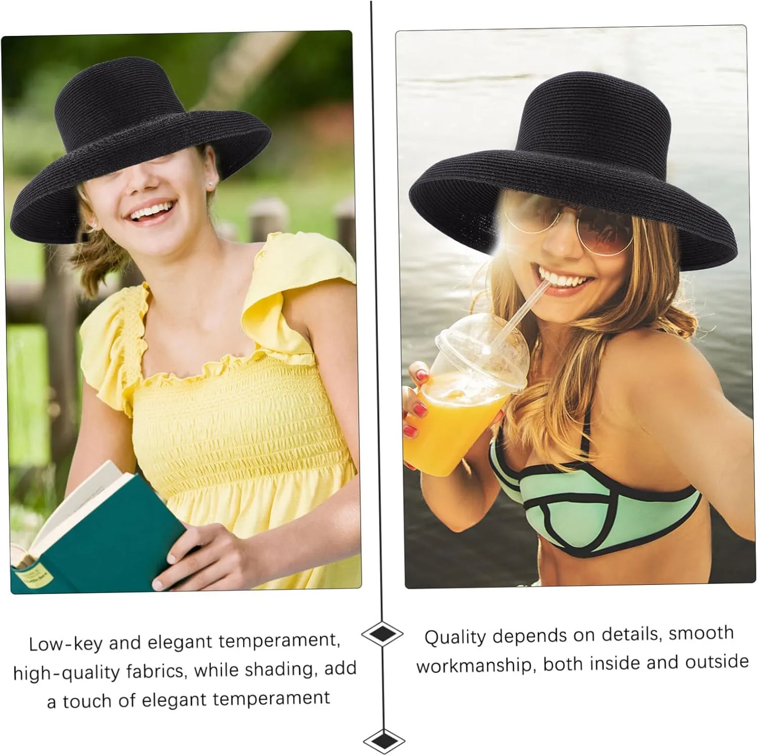 1pc Straw Hat Woven Hat Quartz Stone Cuticle Remover Ladies Sun Hats with UV Ladies Hats