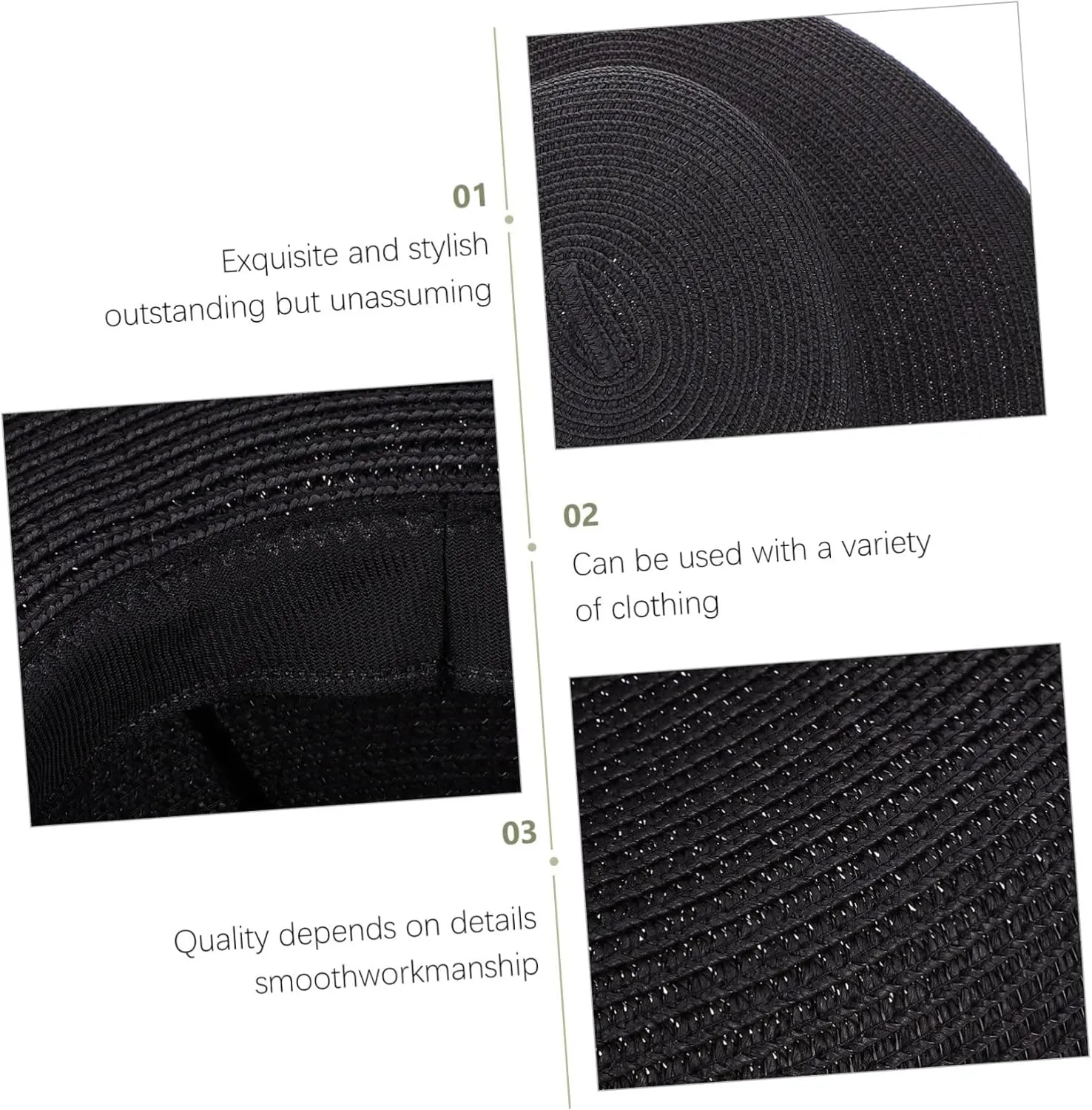 1pc Straw Hat Woven Hat Quartz Stone Cuticle Remover Ladies Sun Hats with UV Ladies Hats