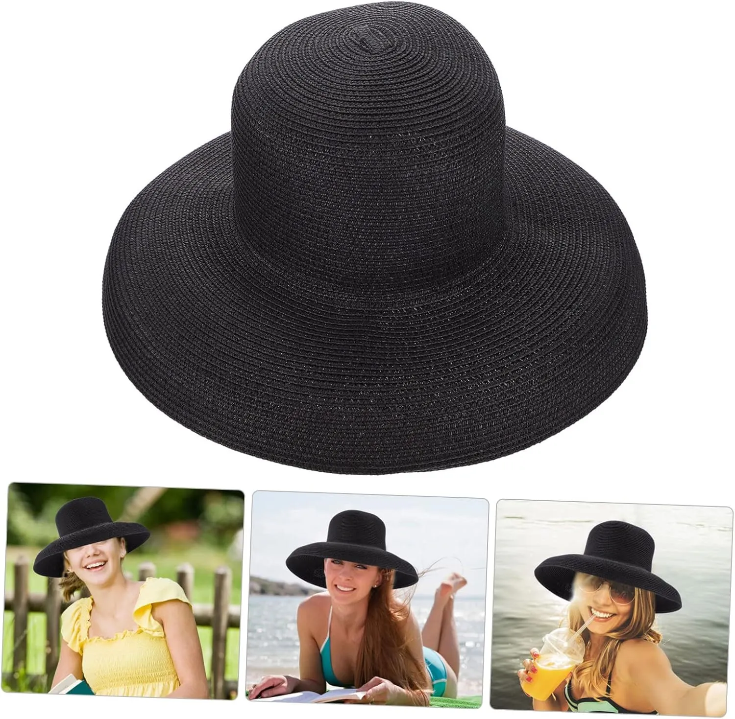 1pc Straw Hat Woven Hat Quartz Stone Cuticle Remover Ladies Sun Hats with UV Ladies Hats