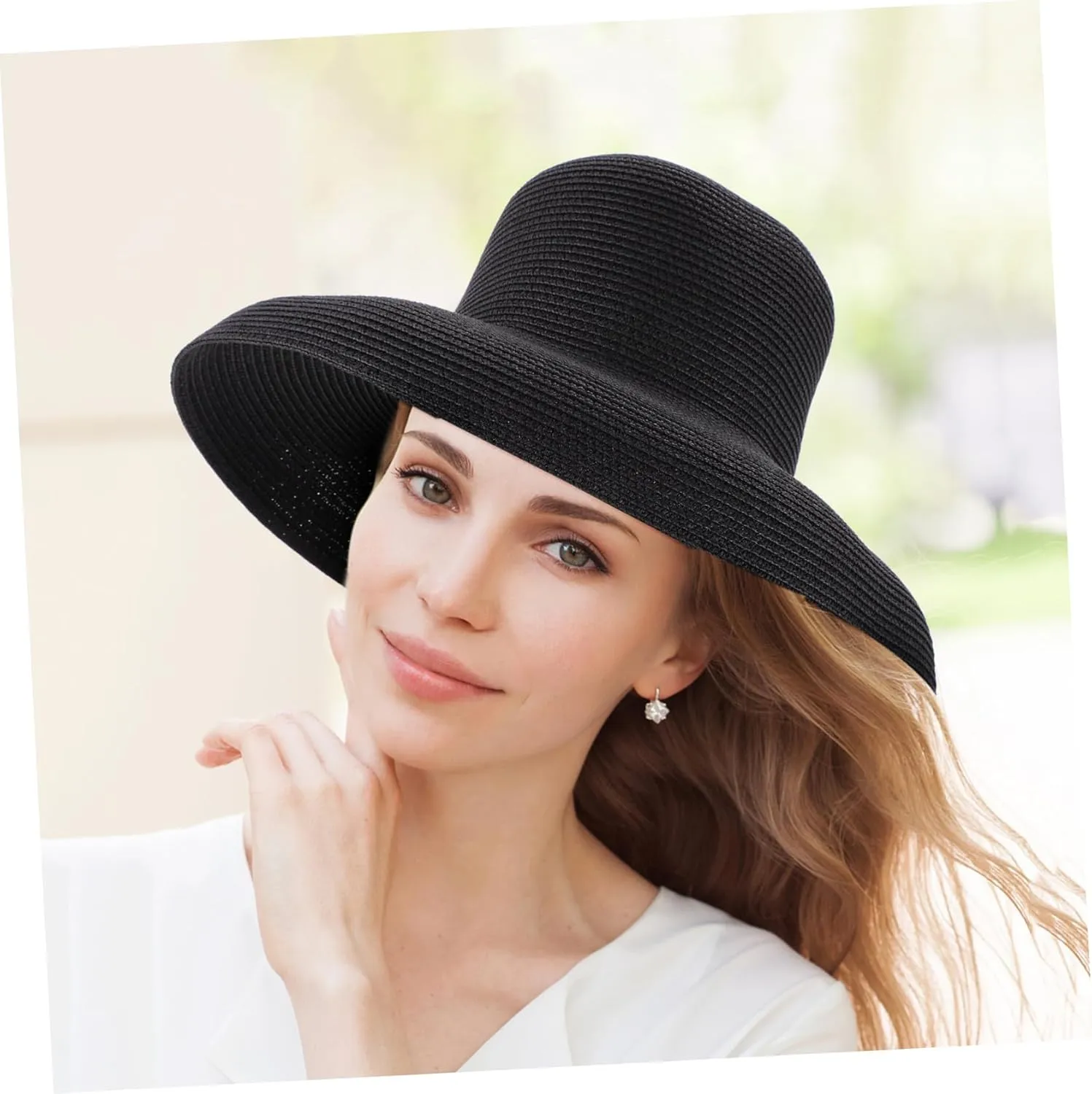 1pc Straw Hat Woven Hat Quartz Stone Cuticle Remover Ladies Sun Hats with UV Ladies Hats