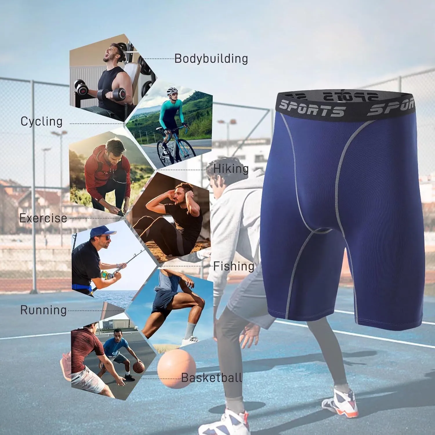 2 Pack Compression Shorts Men Spandex Running Sport Under Shorts Cool Dry Athletic Underwear Muscle Support