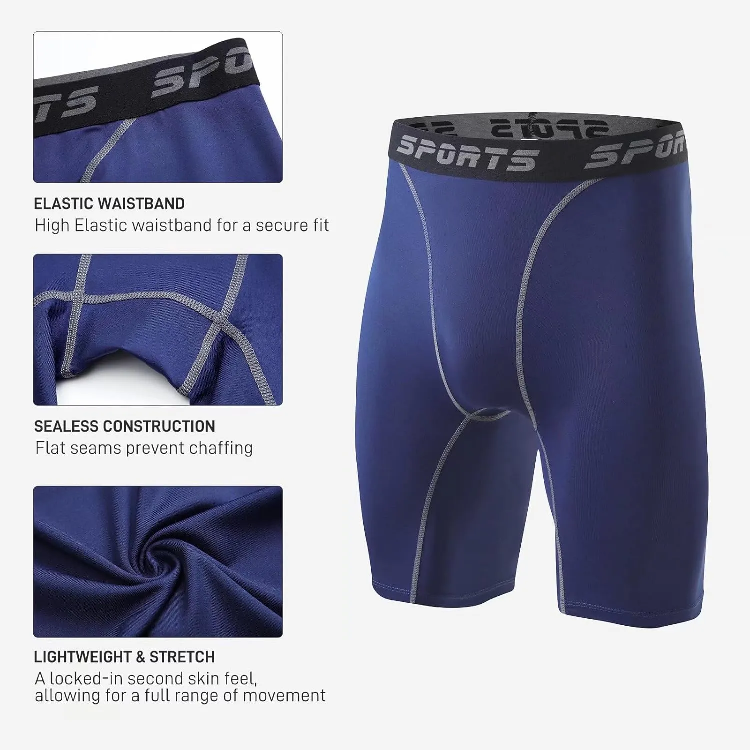2 Pack Compression Shorts Men Spandex Running Sport Under Shorts Cool Dry Athletic Underwear Muscle Support