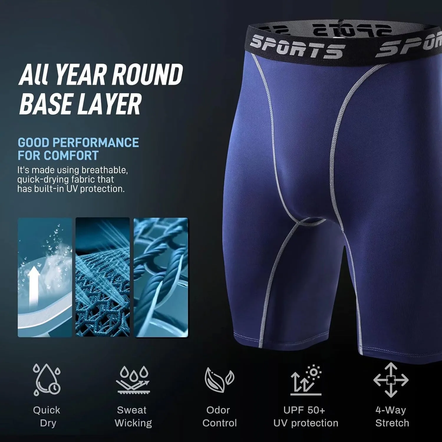 2 Pack Compression Shorts Men Spandex Running Sport Under Shorts Cool Dry Athletic Underwear Muscle Support