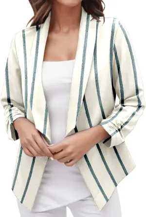 2023 Casual Blazer Jacket for Women Trendy Long Sleeve Open Front Work Office Blazers Lapel Button Business Jacket Coats
