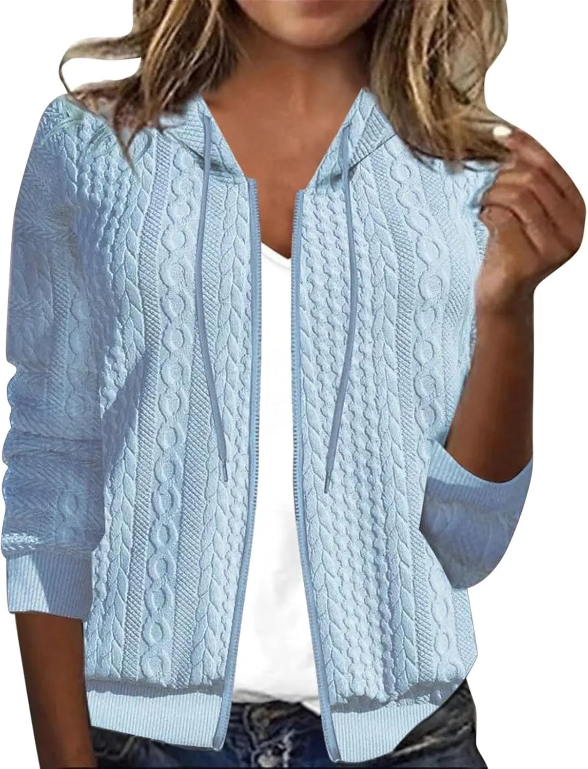 2024 Womens Short Winter Coats Dressy Casual Full Zip Up Petite Jackets Trendy Fashion Jacquard Sweater Cardigan Plus Size