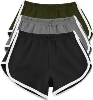 3 Pack Women's Cotton Yoga Dance Short Pants Sport Shorts Summer Athletic Cycling Hiking Sports Shorts