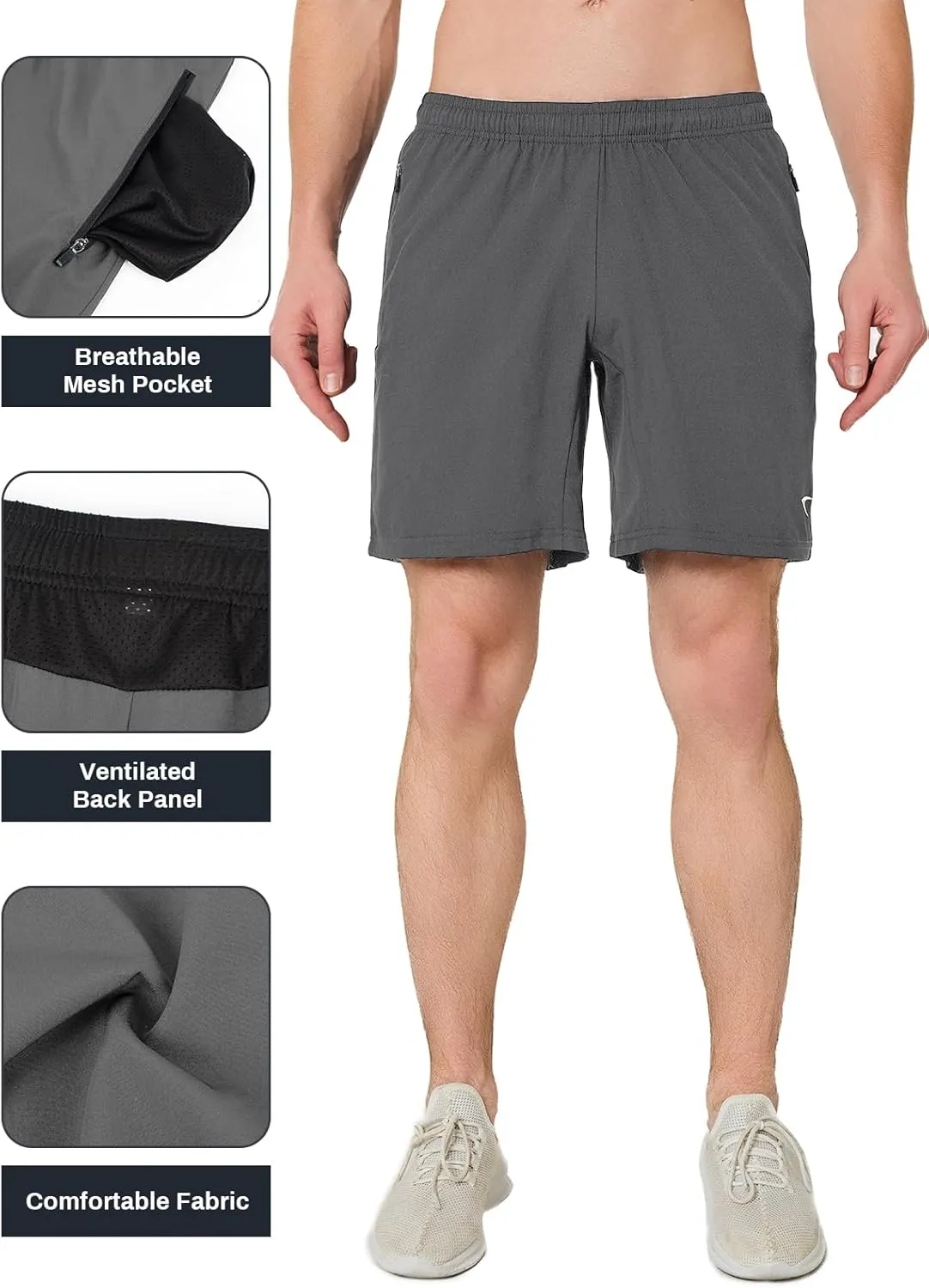 ASHION Men's 7 Inch Athletic Running Shorts Quick Dry Lightweight Gym Workout Training Fitness Sport Shorts