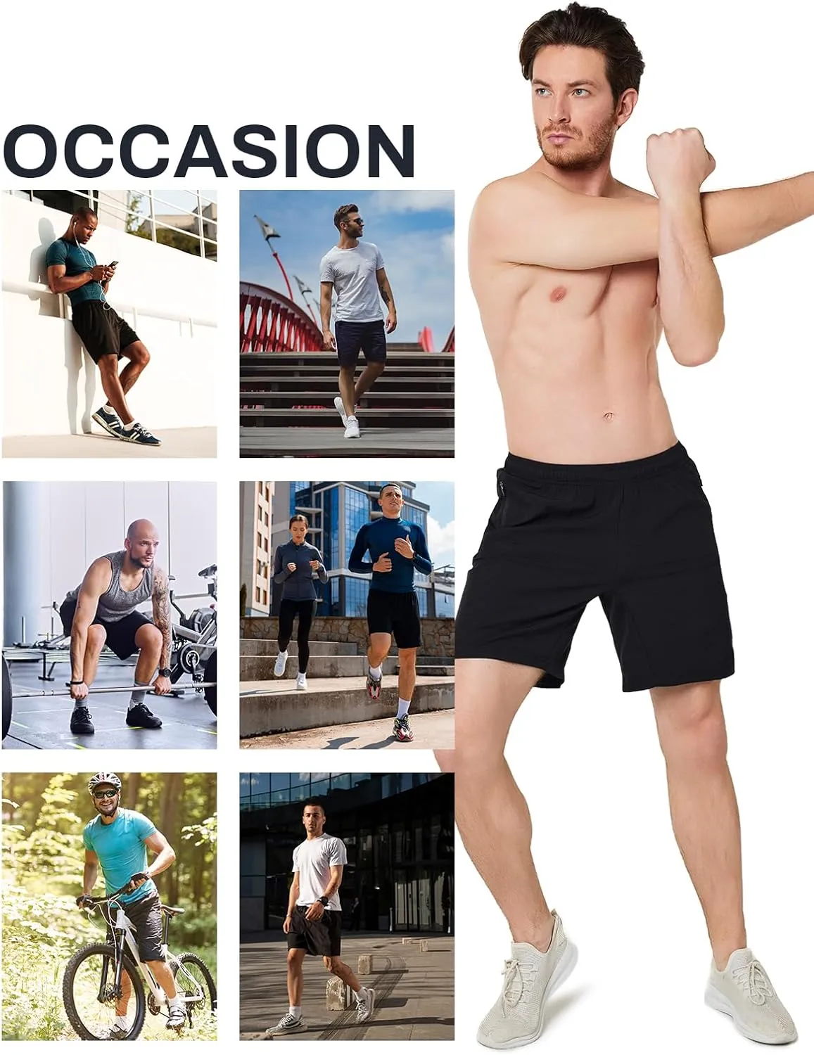ASHION Men's 7 Inch Athletic Running Shorts Quick Dry Lightweight Gym Workout Training Fitness Sport Shorts