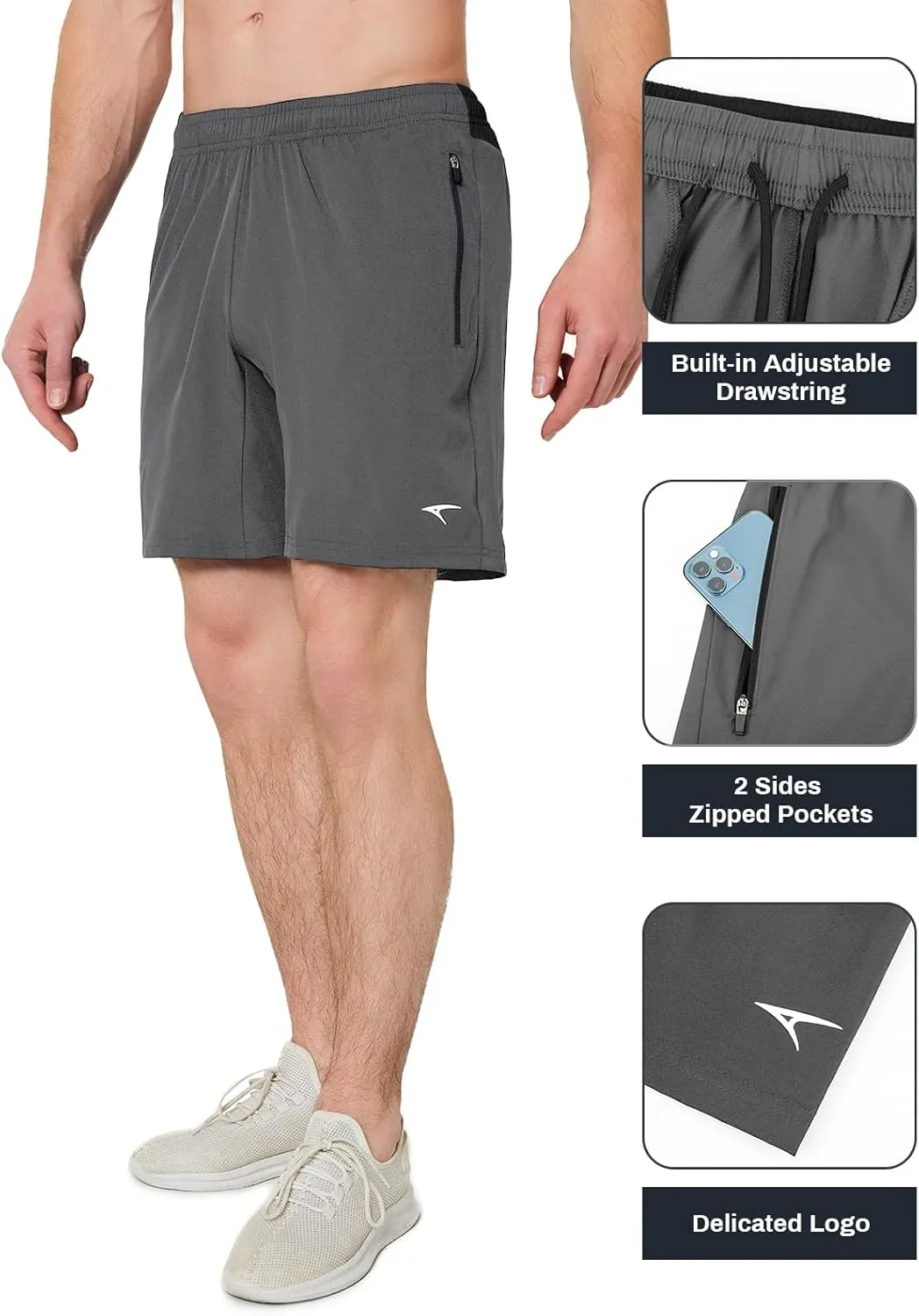 ASHION Men's 7 Inch Athletic Running Shorts Quick Dry Lightweight Gym Workout Training Fitness Sport Shorts