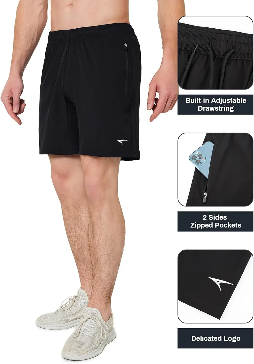 ASHION Men's 7 Inch Athletic Running Shorts Quick Dry Lightweight Gym Workout Training Fitness Sport Shorts