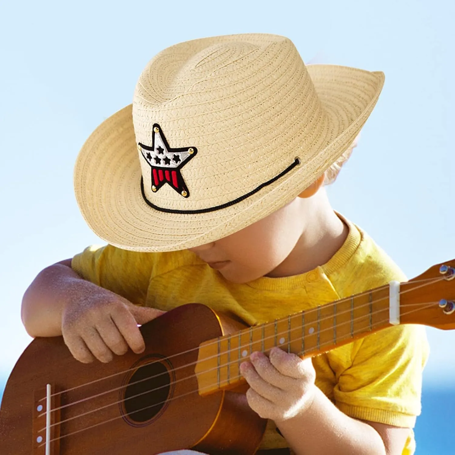 Baby Strawhat Sun Hat Summer Toddler Cowboy Hat UPF 50  Sun Protective Kids Beach Hats Adjustable Boy Girl Cap