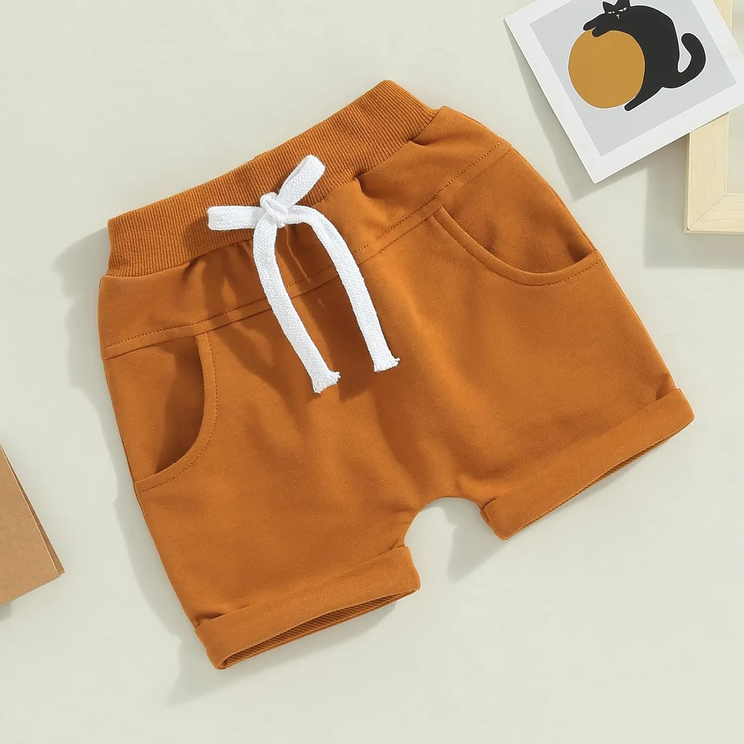 Bagilaanoe Toddler Baby Boy Shorts Summer Solid Plain Shorts Bloomers Casual Elastic Waist Jogger Shorts Bottoms