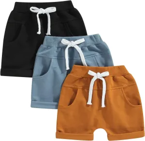 Bagilaanoe Toddler Baby Boy Shorts Summer Solid Plain Shorts Bloomers Casual Elastic Waist Jogger Shorts Bottoms