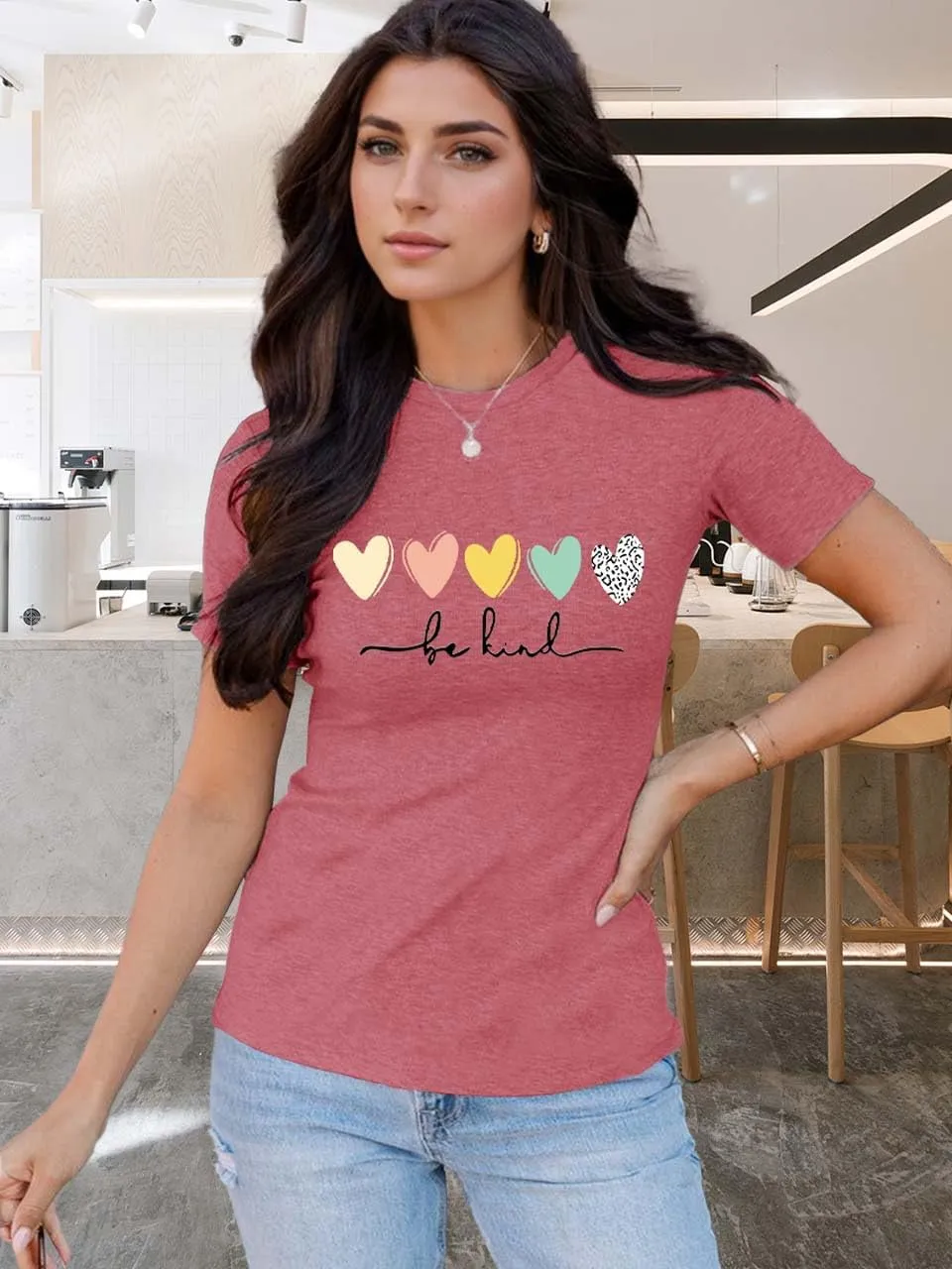 Be Kind T Shirts Women Graphic Blessed Teacher Shirt Short Sleeve Inspirational Heart Print Graphic Tees