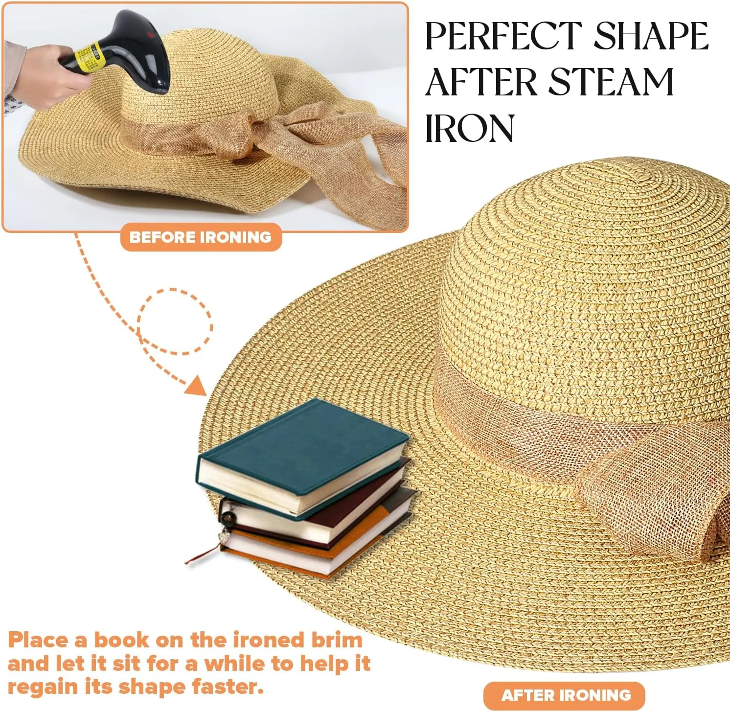 Beach Hats for Women, Straw Sun Hat with Wide Brim, Summer Floppy Beach Hats for Women, Packable Floppy Straw Garden Hat