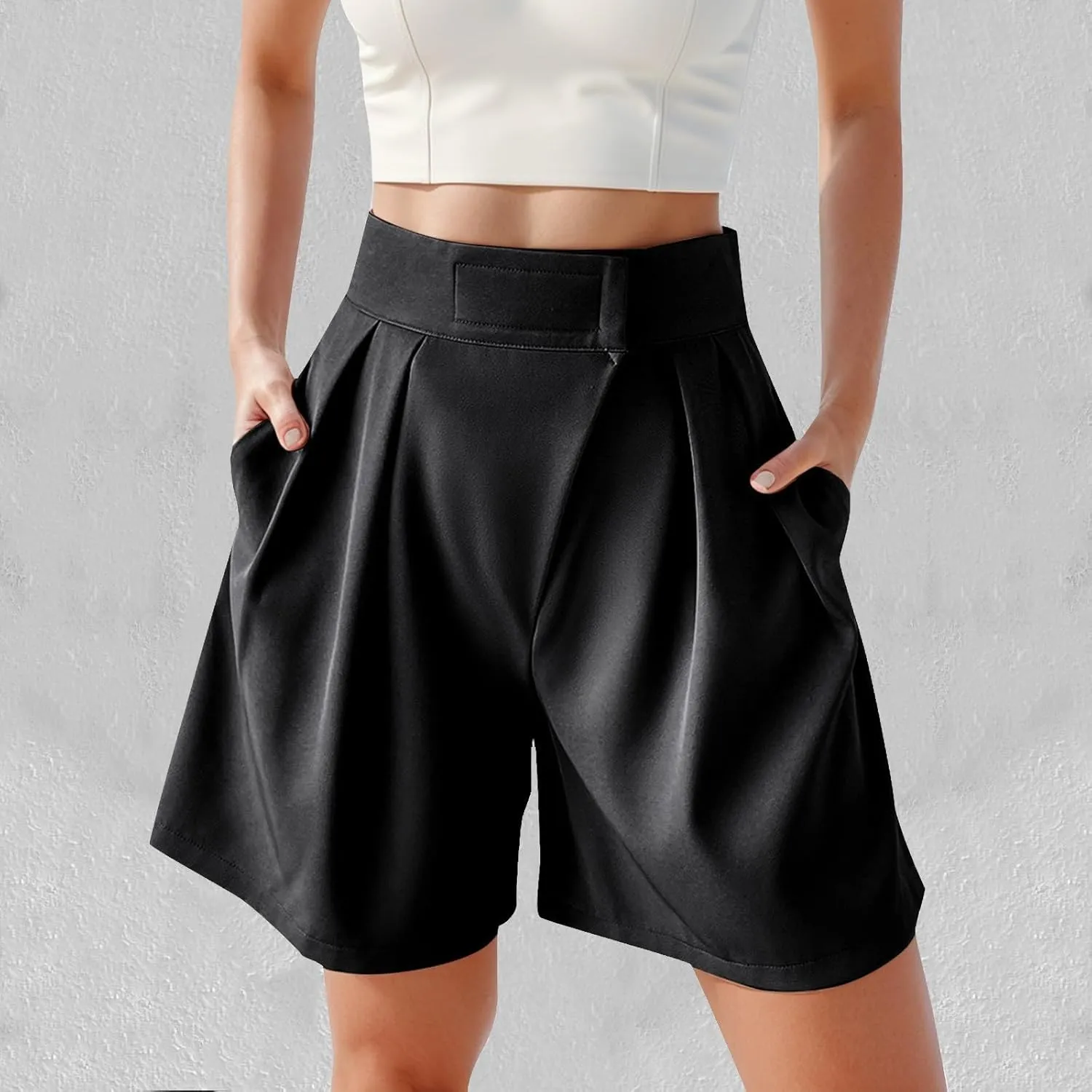 Bermuda Wide Leg Shorts Casual Summer Loose Fit Elastic High Waisted Shorts Comfy Lightweight Lounge Shorts