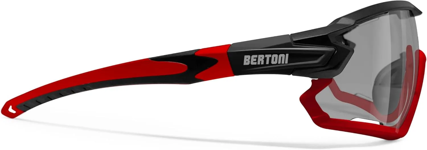 Bertoni Sport Sunglasses Polarized Photochromic Cycling MTB w. Prescription Carrier QUASAR