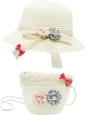 Bienvenu Straw Hats Kids Sun Hats Summer Beach Hats Straw Party Hat Set