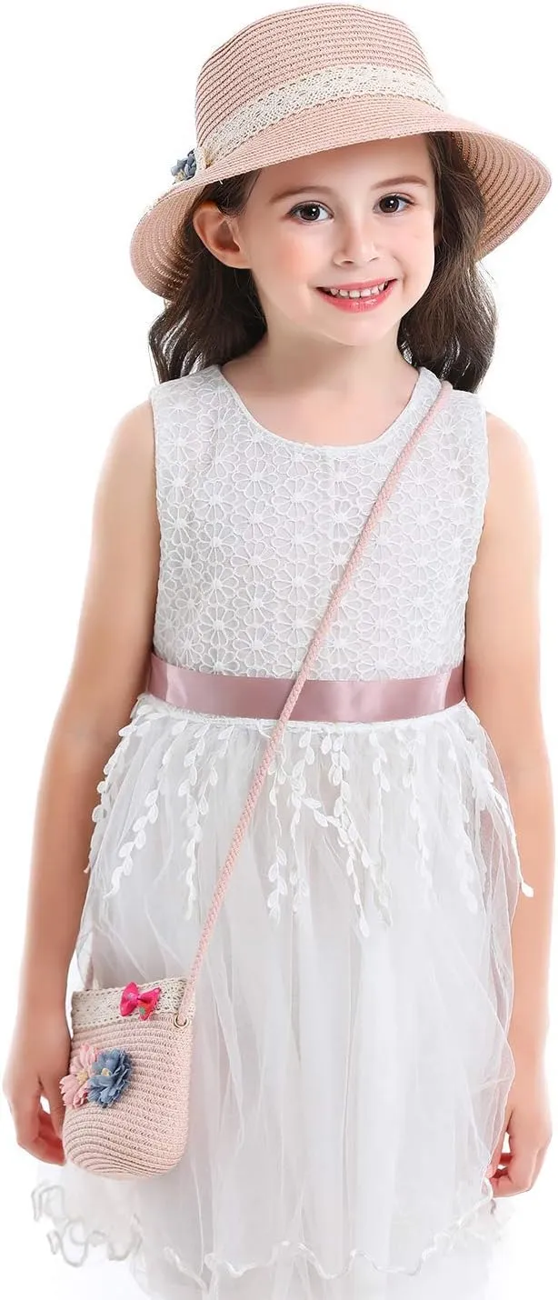 Bienvenu Straw Hats Kids Sun Hats Summer Beach Hats Straw Party Hat Set