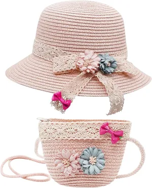 Bienvenu Straw Hats Kids Sun Hats Summer Beach Hats Straw Party Hat Set