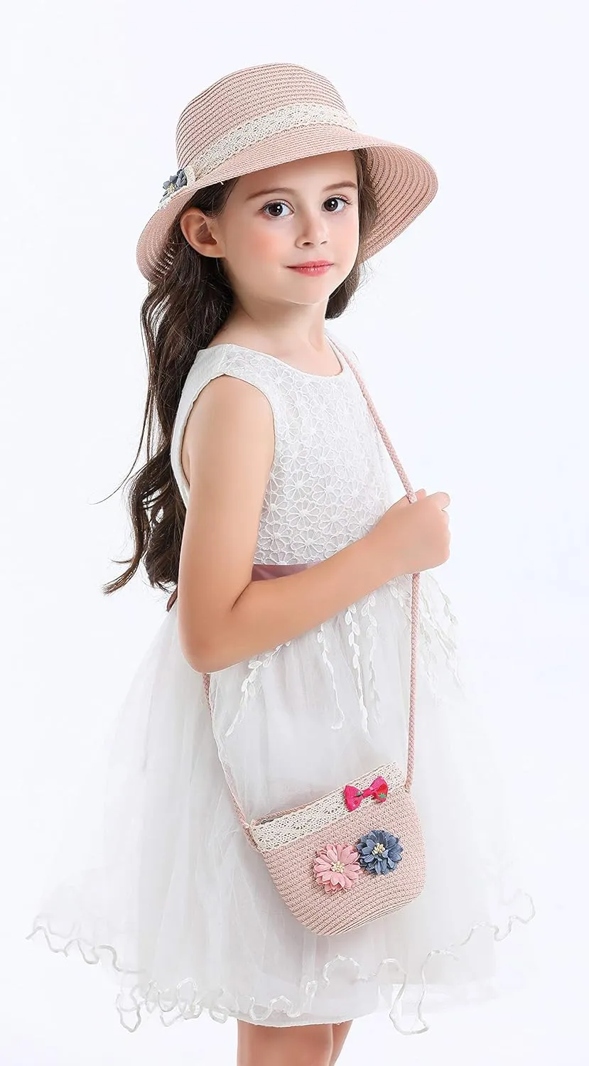 Bienvenu Straw Hats Kids Sun Hats Summer Beach Hats Straw Party Hat Set
