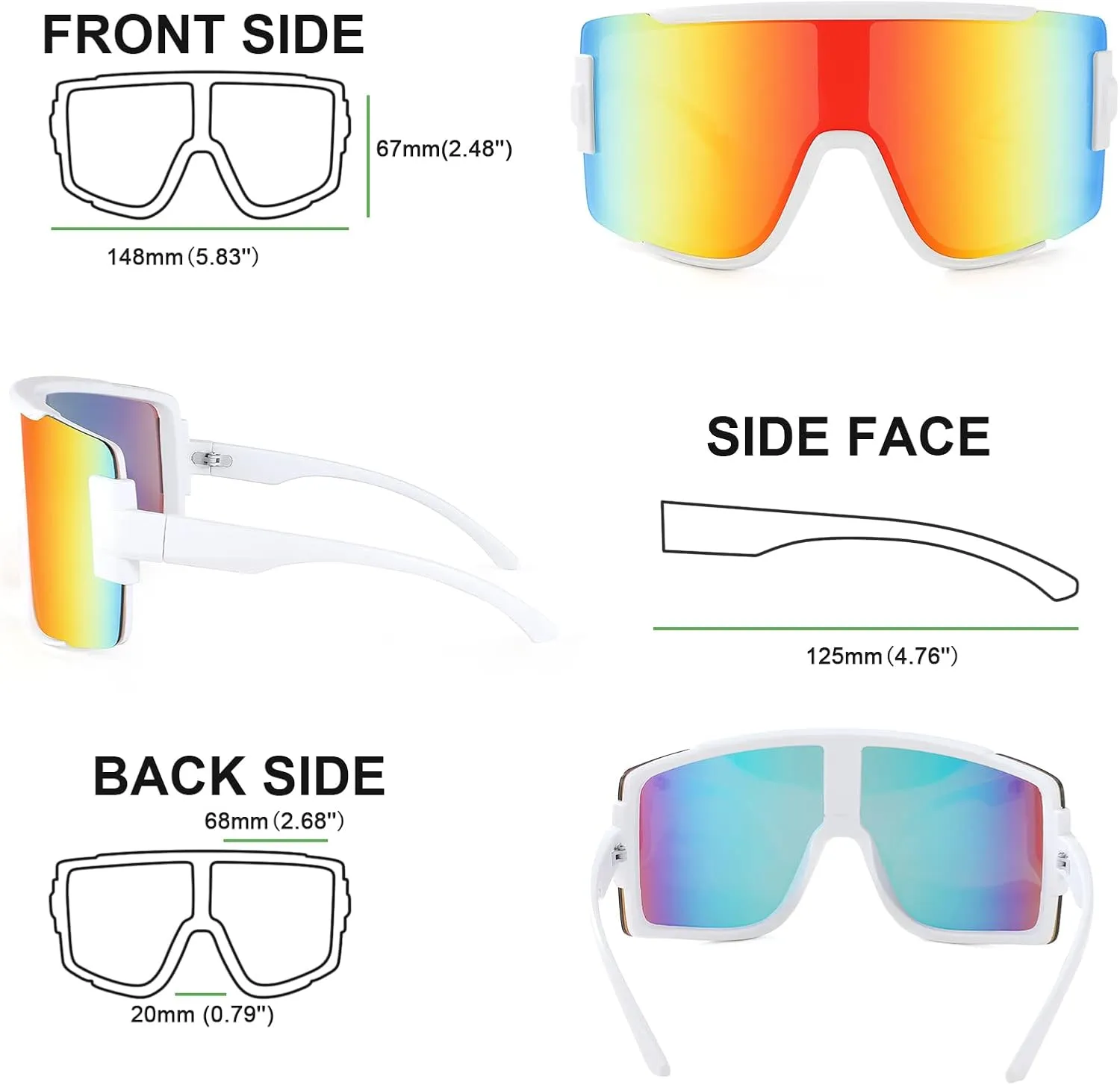 Big Shield Wraparound Sunglasses Men Women Sport Sunglasses 80s Ski Visor Mirror Glasses Cycling Outdoor