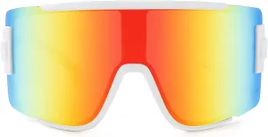 Big Shield Wraparound Sunglasses Men Women Sport Sunglasses 80s Ski Visor Mirror Glasses Cycling Outdoor