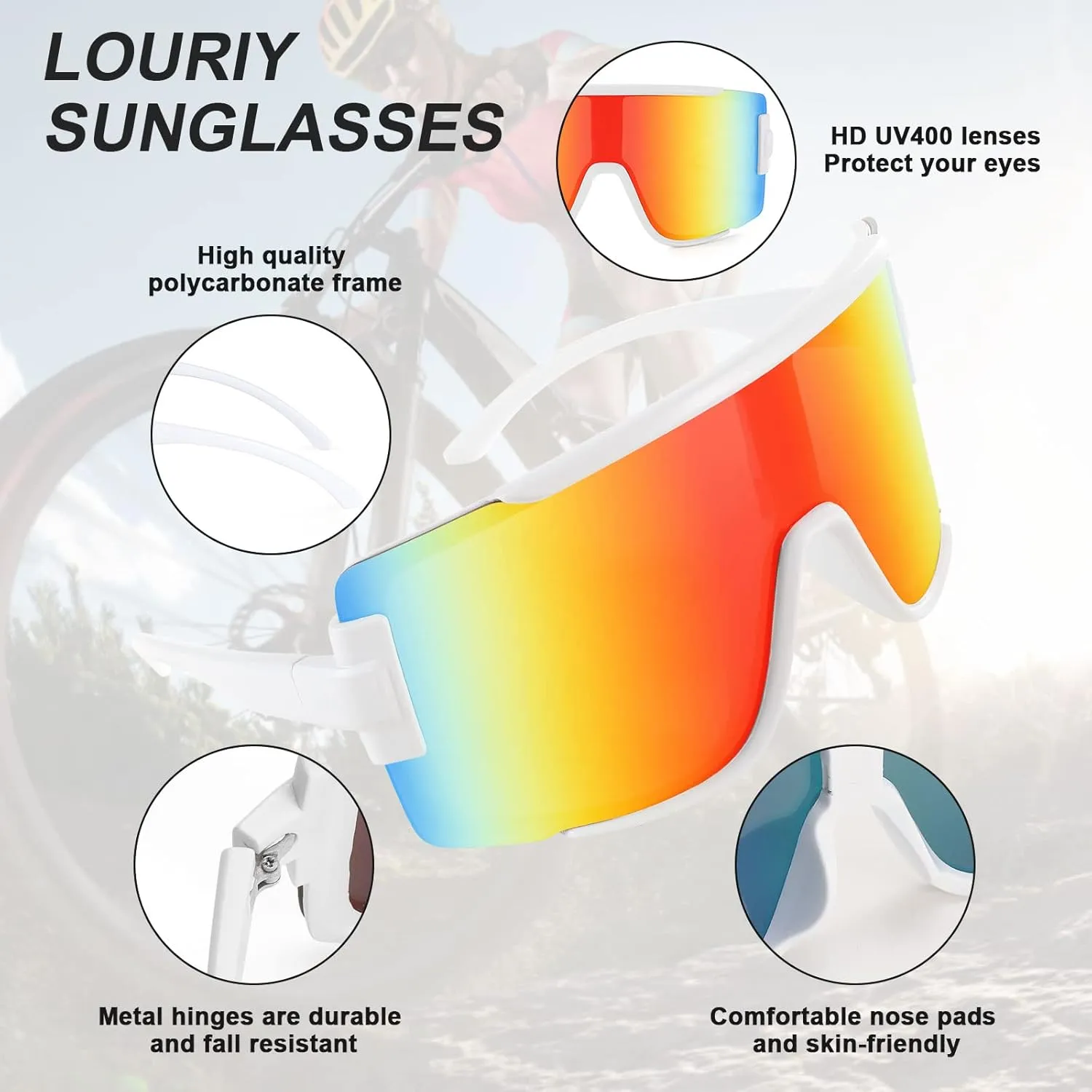 Big Shield Wraparound Sunglasses Men Women Sport Sunglasses 80s Ski Visor Mirror Glasses Cycling Outdoor