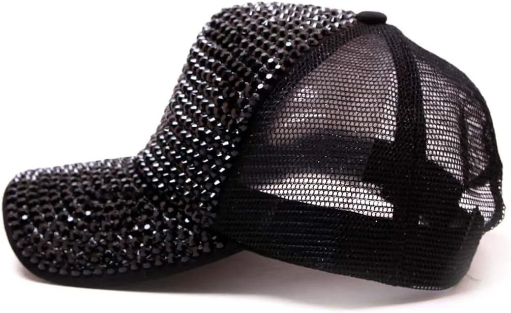 Bling Rhinestone Baseball Hat Cap for Women Men Sparkly Breathable Sun Hat with Adjustable Snapback