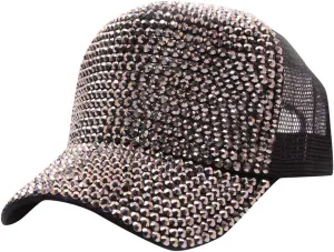 Bling Rhinestone Baseball Hat Cap for Women Men Sparkly Breathable Sun Hat with Adjustable Snapback