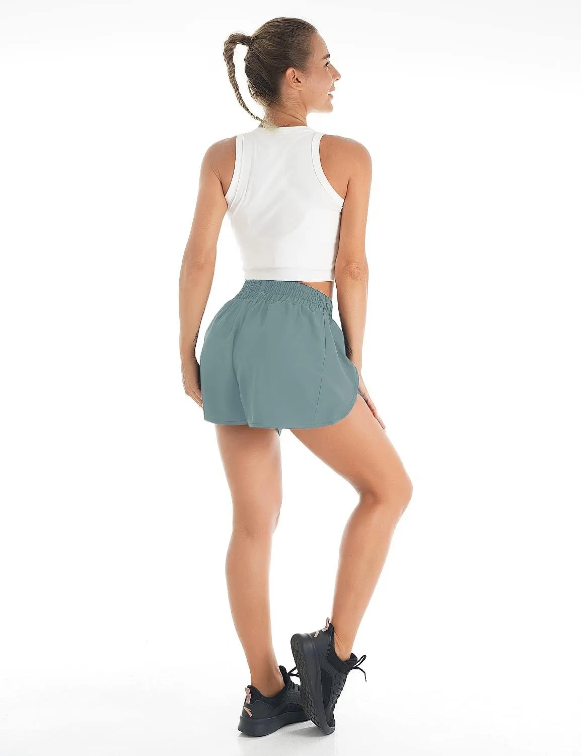 Blooming Jelly Women's Quick-Dry Running Shorts Workout Sport Layer Active Shorts with Pockets 1.75"
