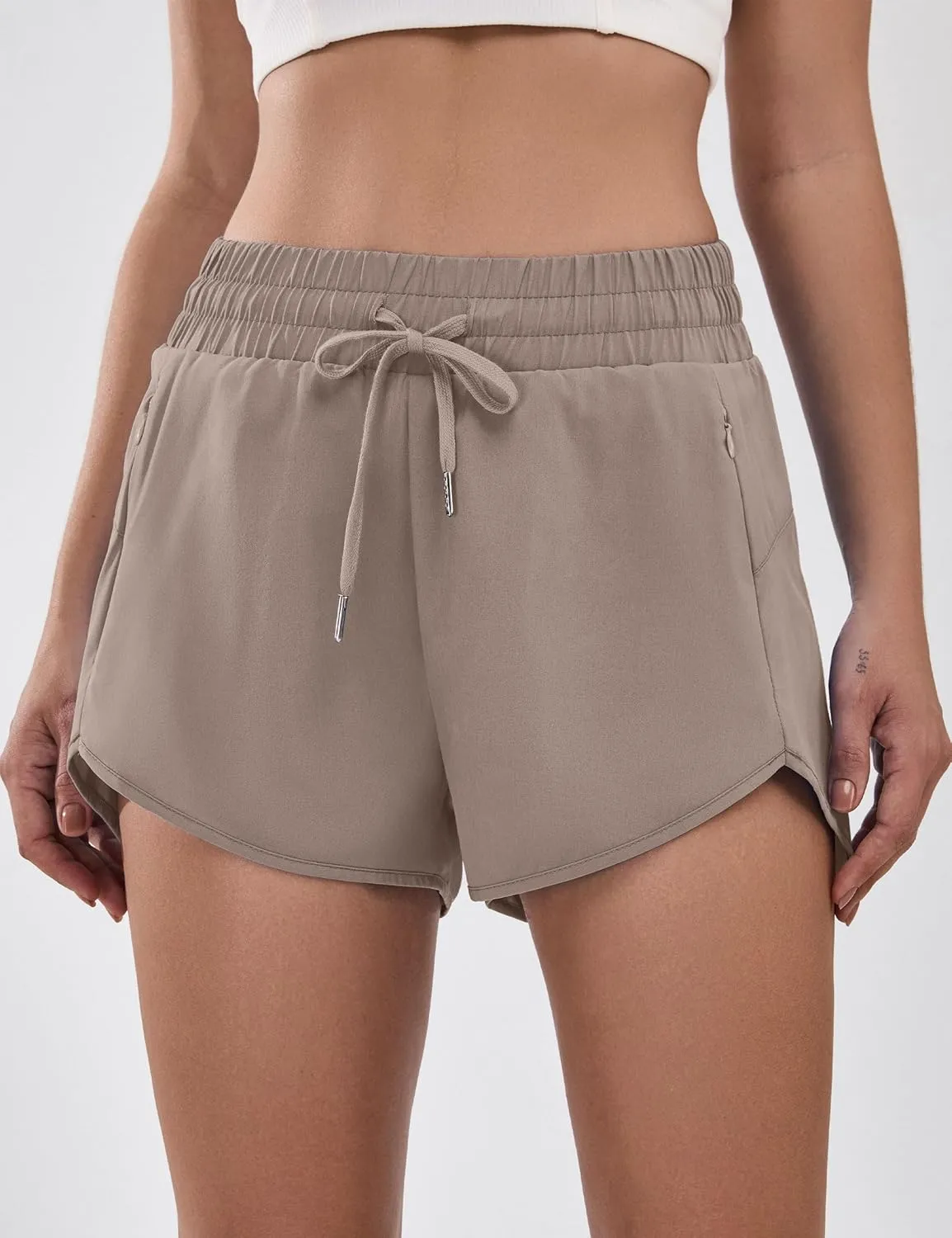 BMJL Women's Running Shorts High Waisted Athletic Shorts Summer Gym Workout Short with Zipper Pockets