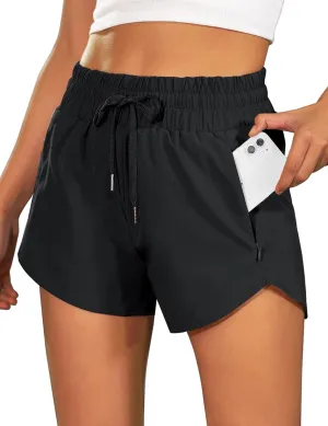 BMJL Women's Running Shorts High Waisted Athletic Shorts Summer Gym Workout Short with Zipper Pockets
