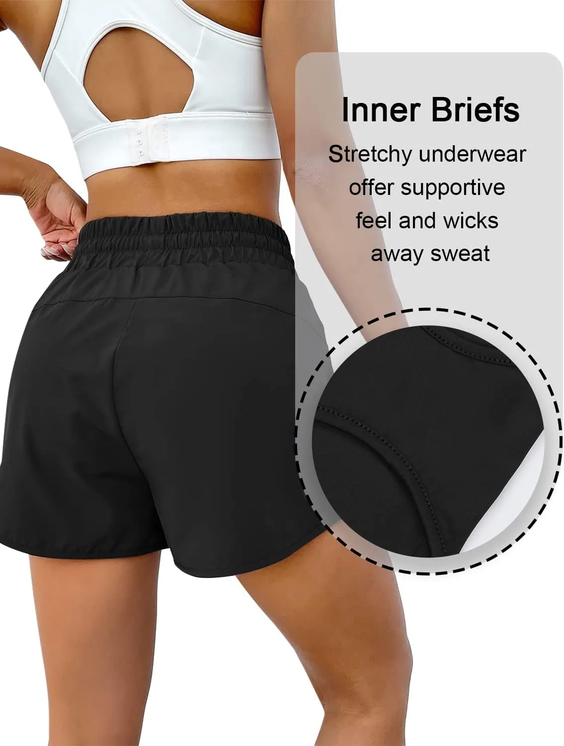 BMJL Women's Running Shorts High Waisted Athletic Shorts Summer Gym Workout Short with Zipper Pockets