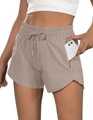 BMJL Women's Running Shorts High Waisted Athletic Shorts Summer Gym Workout Short with Zipper Pockets