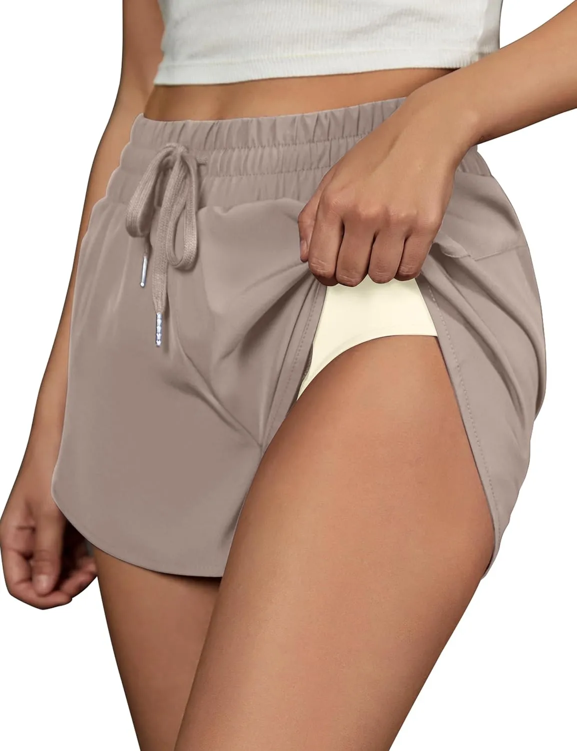BMJL Women's Running Shorts High Waisted Athletic Shorts Summer Gym Workout Short with Zipper Pockets