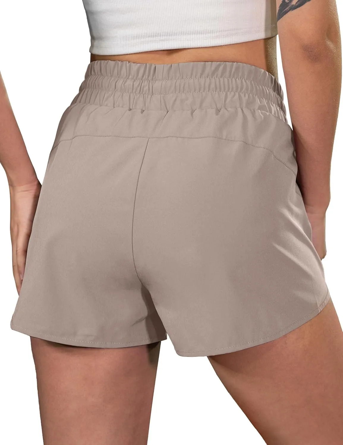 BMJL Women's Running Shorts High Waisted Athletic Shorts Summer Gym Workout Short with Zipper Pockets