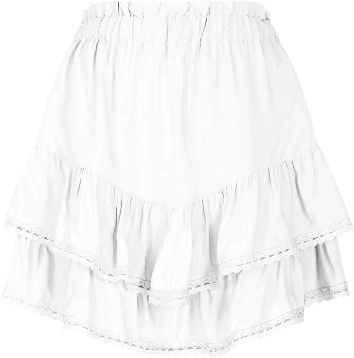 Boho Flowy Shorts for Women Ruffle Tiered Lace Skorts Mini Skirts High Waisted Teen Girls Tennis Skort Summer Short