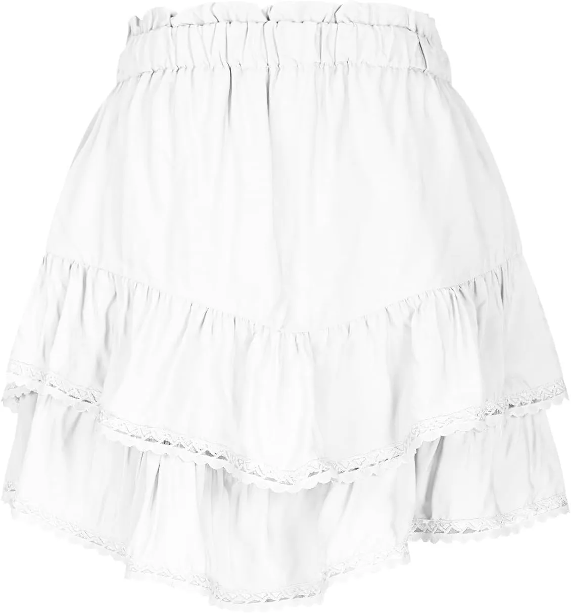 Boho Flowy Shorts for Women Ruffle Tiered Lace Skorts Mini Skirts High Waisted Teen Girls Tennis Skort Summer Short