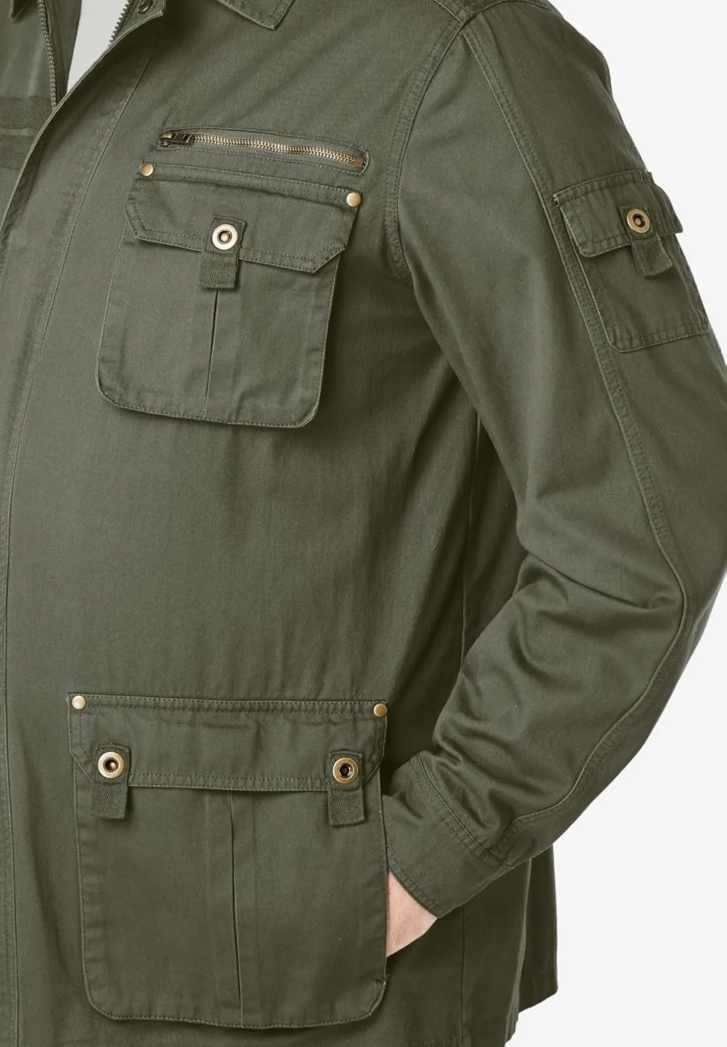 Boulder Creek by KingSize Men's Big & Tall 9 Pocket Twill Utility Jacket