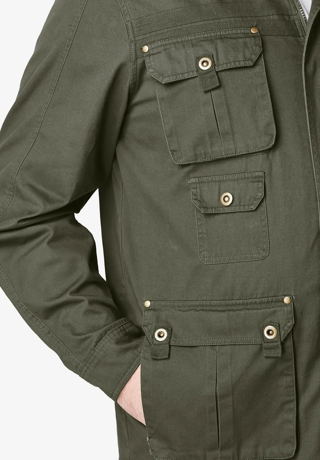 Boulder Creek by KingSize Men's Big & Tall 9 Pocket Twill Utility Jacket