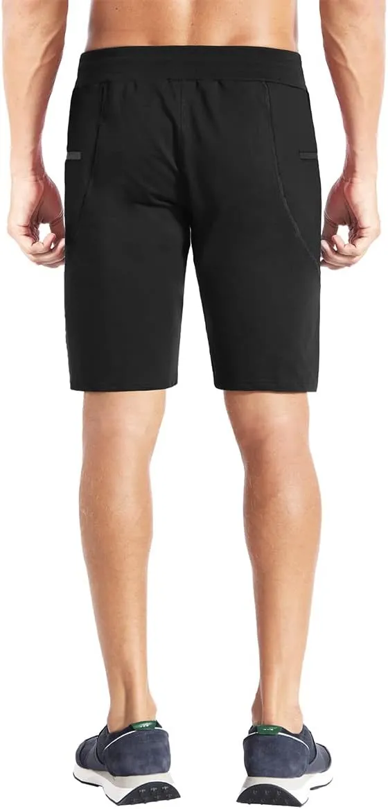 BROKIG Men's Sidelock Gym Workout Running Sport Shorts with Zipper Pockets