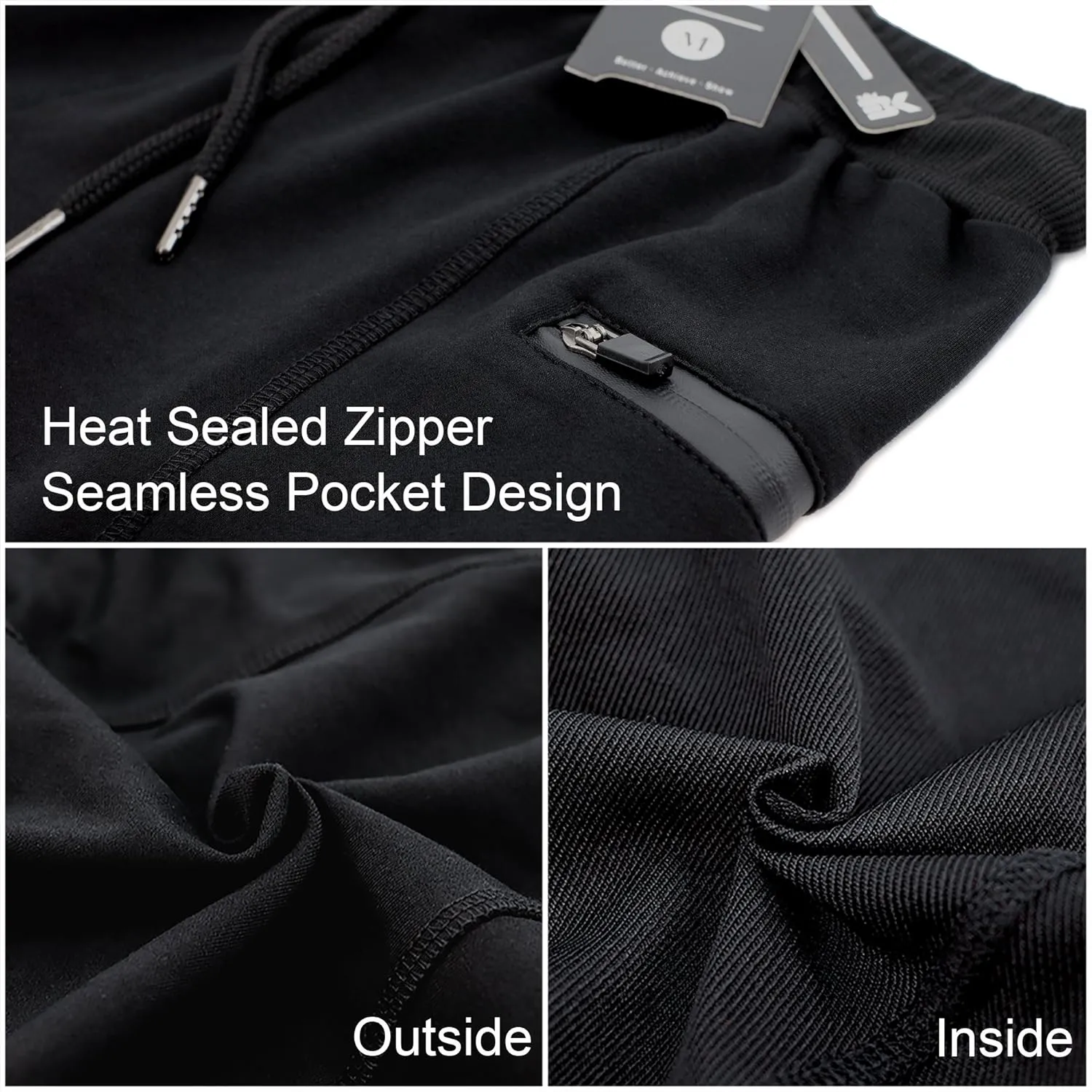 BROKIG Men's Sidelock Gym Workout Running Sport Shorts with Zipper Pockets