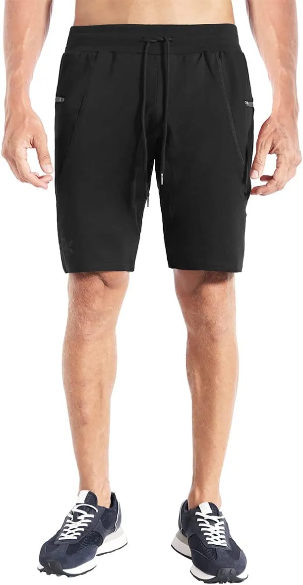 BROKIG Men's Sidelock Gym Workout Running Sport Shorts with Zipper Pockets