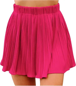 BTDECLAR Women's Pleated A Line Mini Skirt Basic High Elastic Waisted Flowy Short Skirts Trendy Summer Casual Athletic Skirts
