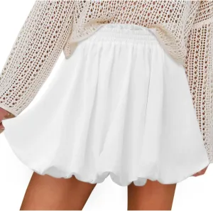 Bubble Mini Skirts for Women Summer Solid Color High Waist Puffy Hem Skirts Casual Trendy Going Out Cute Party Skirt