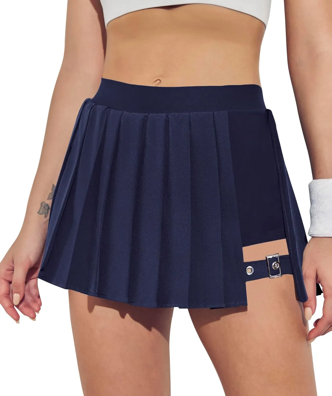 BZB Pleated Skirts for Women High Waisted Tennis Skirts Adjustable Buckle Athletic Skorts Skirts with Pocket