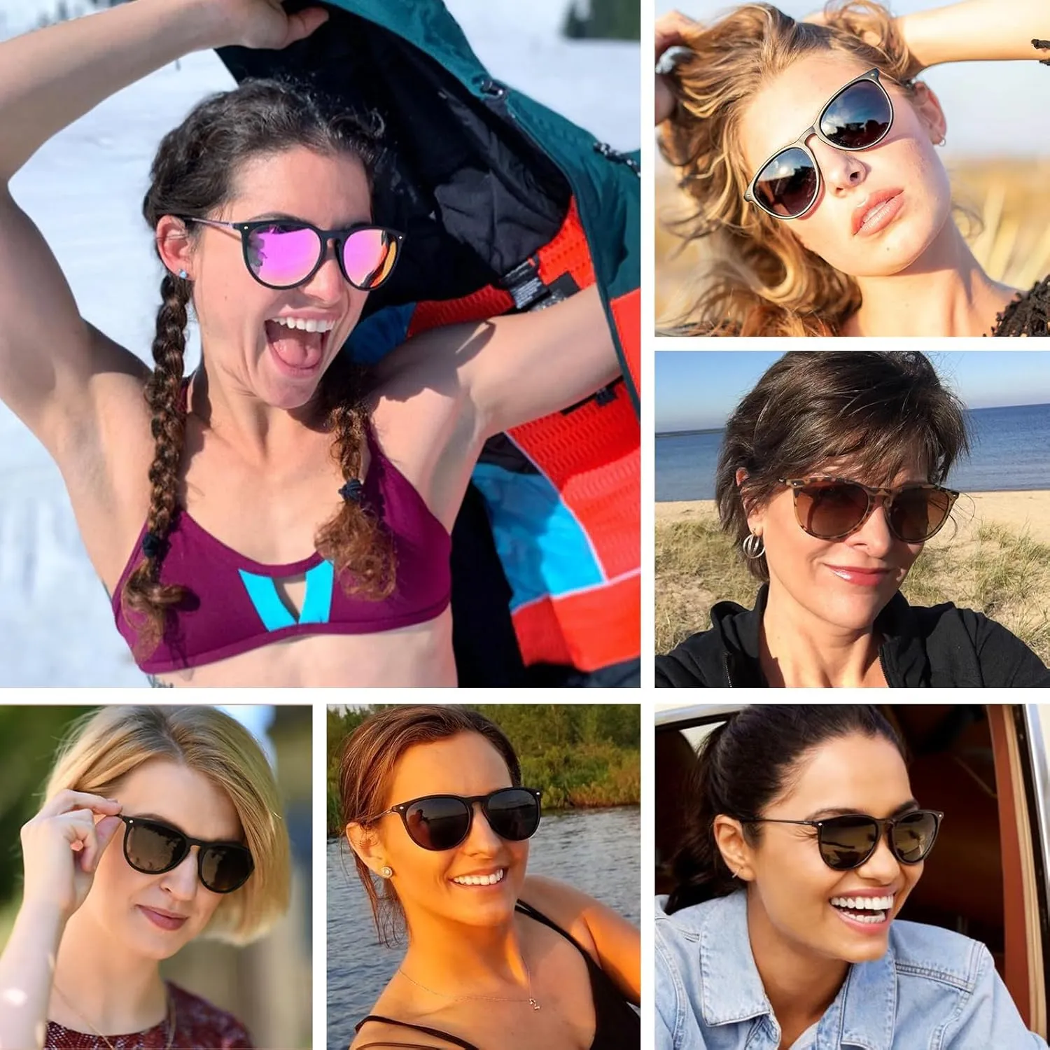 CARFIA Trendy Sunglasses for Women Polarized UV Protection Classic Retro Style CA5100