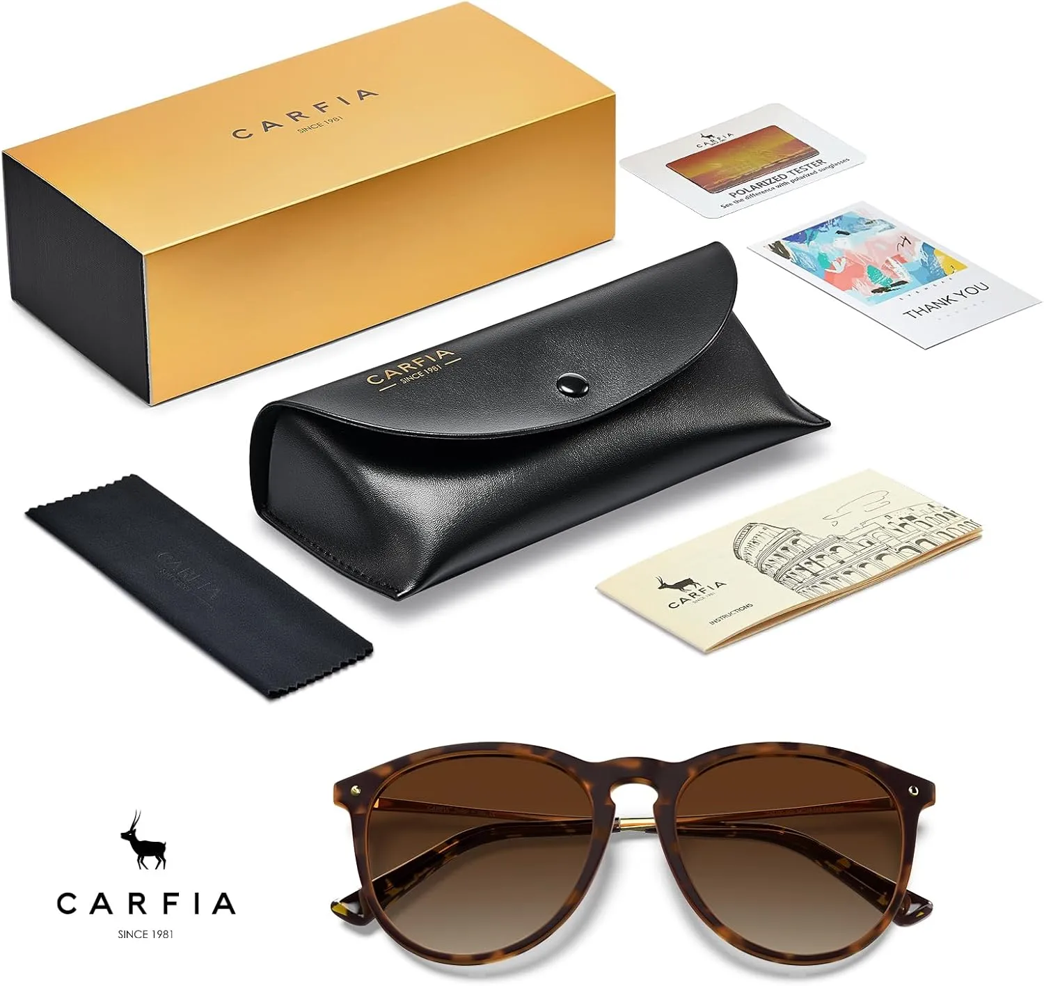CARFIA Trendy Sunglasses for Women Polarized UV Protection Classic Retro Style CA5100