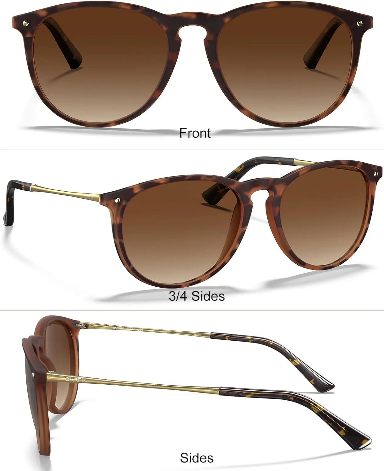 CARFIA Trendy Sunglasses for Women Polarized UV Protection Classic Retro Style CA5100